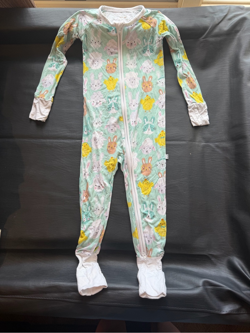Little Sleepies Springtime Pastel Parade Bamboo Pajama Long Zippy In Aqua Sz 3T